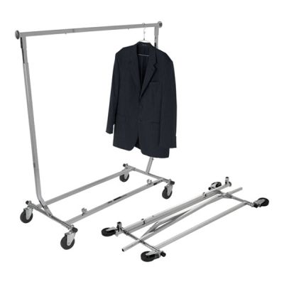 Collapsible Chrome Rolling Rack - Square Tubing