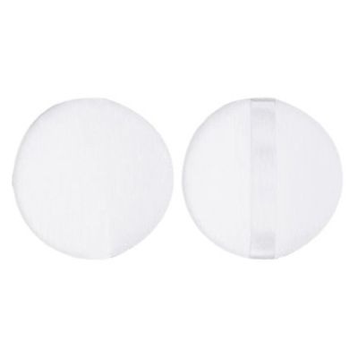 Double-Sided Velour Puff w/Satin Ribbon - White